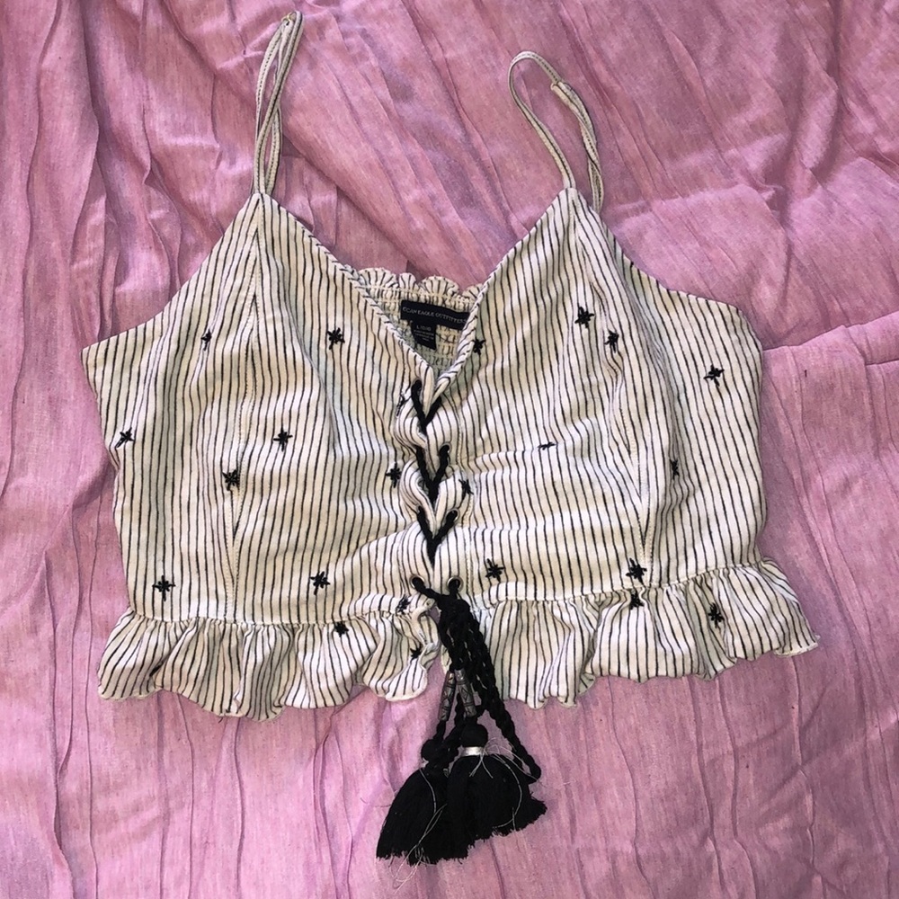 American eagle striped crop top size Large